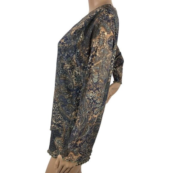 Therapy Y2K Graphic Paisley Print Top Size 2X Multicolor V-Neck Long Fairy Boho - Picture 4 of 8